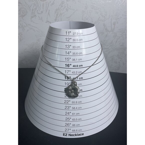 Silver Tone Owl & Flower Pendant Necklace - Picture 2 of 5